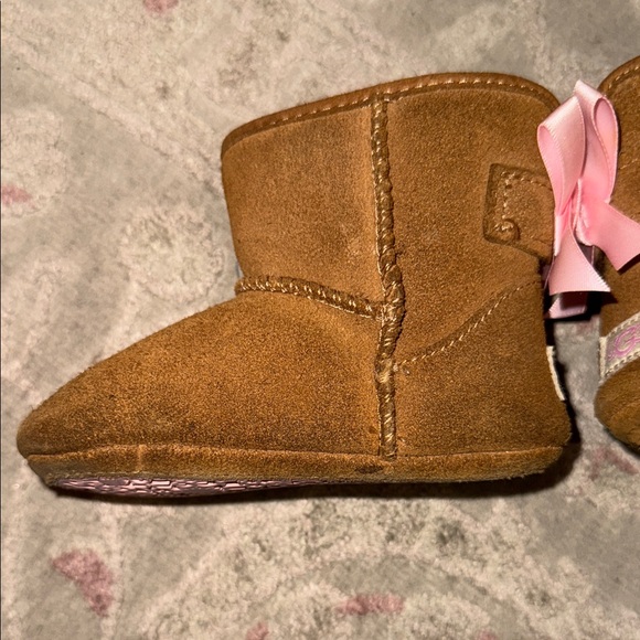 UGG Brown Baby Boots with Pink Bow - Picture 5 of 7